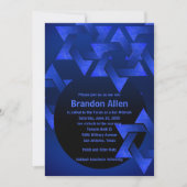 Invitation Bar Mitzvah Étoile noire et bleue de David (Devant)