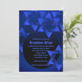 Invitation Bar Mitzvah Étoile noire et bleue de David (Debout devant)