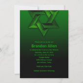 Invitation Bar Mitzvah Étoile noire et verte de David (Devant)