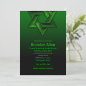 Invitation Bar Mitzvah Étoile noire et verte de David (Debout devant)