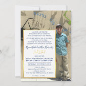 Invitation BAR MITZVAH étoile or bleu aquarelle PHOTO RYAN (Dos)