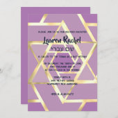 Invitation Bar Mitzvah Étoiles calquées de David Toutes les c (Devant / Derrière)