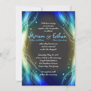 Invitation Bar Mitzvah Étoiles Néon Lumineuses ble