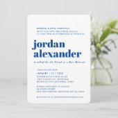 Invitation BAR MITZVAH facile moderne minimal royal bleu (Debout devant)