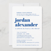 Invitation BAR MITZVAH facile moderne minimal royal bleu (Devant)