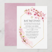 Bar Mitzvah Fleur de Cerisier Rose Géométrique