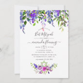 Invitation Bar Mitzvah Fleur Violet Aquarelle (Devant)
