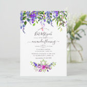 Invitation Bar Mitzvah Fleur Violet Aquarelle (Debout devant)