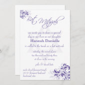 Invitation Bar Mitzvah Fleurie Violette Formel (Devant / Derrière)