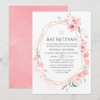 Bar Mitzvah géométrique à fleurs de cerisier rose
