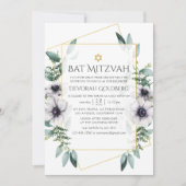 Invitation Bar Mitzvah géométrique à l'anémone d'eucalyptus (Devant)