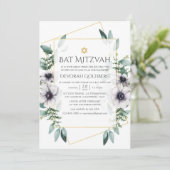 Invitation Bar Mitzvah géométrique à l'anémone d'eucalyptus (Debout devant)