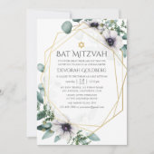 Invitation Bar Mitzvah géométrique à l'anémone d'eucalyptus (Devant)