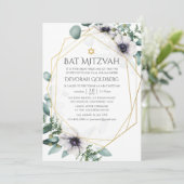 Invitation Bar Mitzvah géométrique à l'anémone d'eucalyptus (Debout devant)