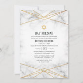 Invitation Bar Mitzvah géométrique en marbre doré (Devant)