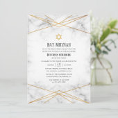 Invitation Bar Mitzvah géométrique en marbre doré (Debout devant)