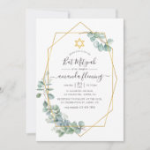 Invitation Bar Mitzvah géométrique eucalyptus (Devant)