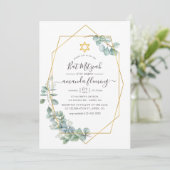 Invitation Bar Mitzvah géométrique eucalyptus (Debout devant)