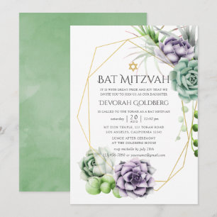 Invitation Bar Mitzvah géométrique succulent