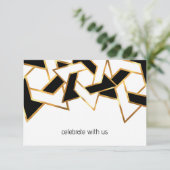 Invitation Bar Mitzvah Gold Black White Star de David (Debout devant)
