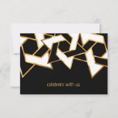 Invitation Bar Mitzvah Gold Black White Star de David (Devant)