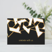Invitation Bar Mitzvah Gold Black White Star de David (Debout devant)