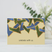 Invitation Bar Mitzvah Gold Blue Green Star de David (Debout devant)