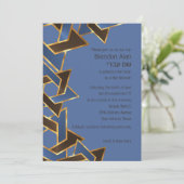 Invitation Bar Mitzvah Gold Blue Star Brown de David (Debout devant)