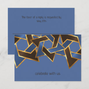 Invitation Bar Mitzvah Gold Blue Star Brown de David RSVP