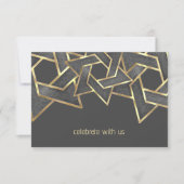 Invitation Bar Mitzvah Gold Dark Grey Star de David (Devant)