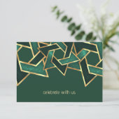 Invitation Bar Mitzvah Gold Emerald Green Star de David (Debout devant)
