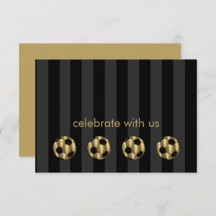 Invitation Bar Mitzvah Gold et Black Soccer Ball