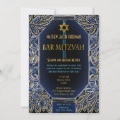 Invitation Bar Mitzvah Gold et Blue (Devant)
