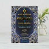 Invitation Bar Mitzvah Gold et Blue (Debout devant)