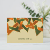 Invitation Bar Mitzvah Gold Green Orange Star de David (Debout devant)