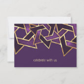 Invitation Bar Mitzvah Gold Plum Purple Star de David (Devant)