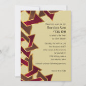 Invitation Bar Mitzvah Gold Red Star Brown de David (Devant)