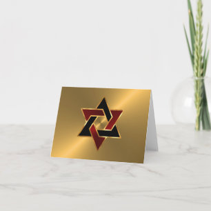 Invitation Bar Mitzvah Gold Red Star noir David