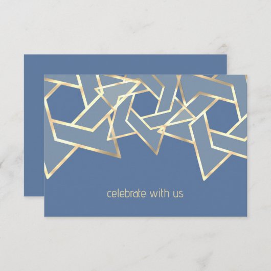 Invitation Bar Mitzvah Gold Star de David RSVP (Devant / Derrière)