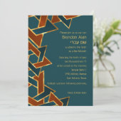 Invitation Bar Mitzvah Gold Turquoise Blue Rust Star de David (Debout devant)