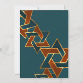 Invitation Bar Mitzvah Gold Turquoise Blue Rust Star de David (Dos)