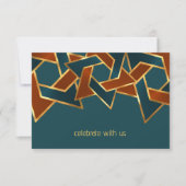 Invitation Bar Mitzvah Gold Turquoise Blue Rust Star de David (Devant)