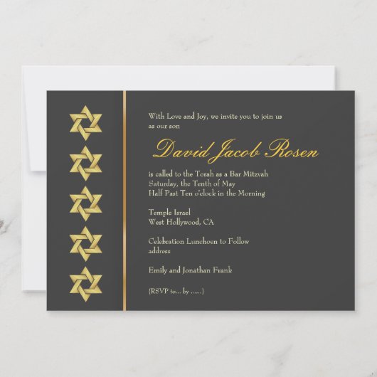 Invitation Bar Mitzvah/graphite/or (Dos)