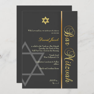 INVITATION BAR MITZVAH GRAPHITE/OR/DO-IT-YOURSELF COULEUR