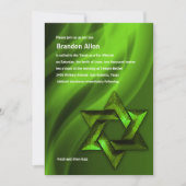 Invitation Bar Mitzvah Green Star de David (Devant)