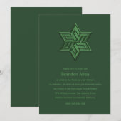 Invitation Bar Mitzvah Green Tones Star de David (Devant / Derrière)