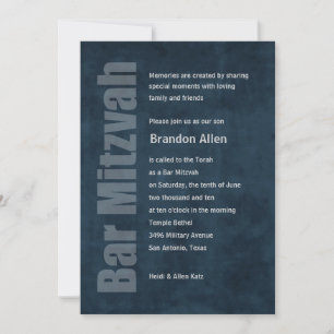 Invitation Bar Mitzvah Grunge Blue