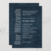 Invitation Bar Mitzvah Grunge Blue (Devant / Derrière)