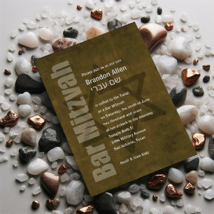 Invitation Bar Mitzvah Grunge Gold