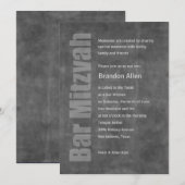 Invitation Bar Mitzvah Grunge Grey (Devant / Derrière)